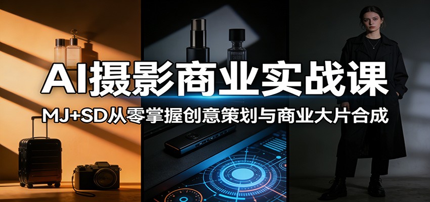 AI摄影商业实战课：MJ+SD从零掌握创意策划与商业大片合成-下口子网